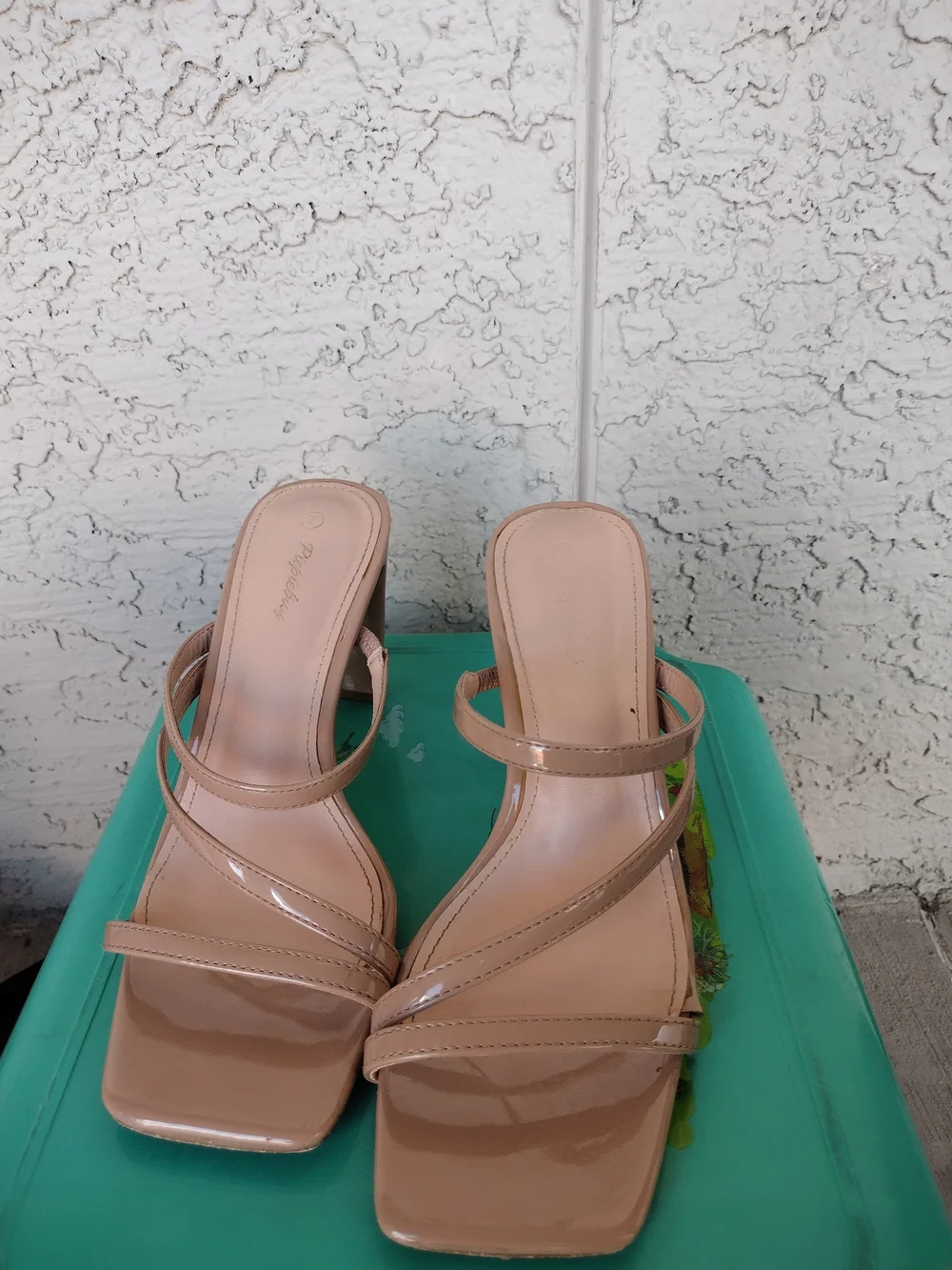 Nude Strappy Block Heel Sandals - Women
